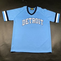 Vintage Detroit Lions Mens M Light Blue Shirt Jersey Reachwear V Neck Polyester - £22.06 GBP