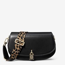 Michael Kors Mila Medium Leather Messenger Bag Black - £197.53 GBP