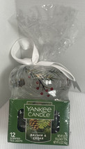 Yankee Candle Crackle Glass First Frost Bowl Holder 12 Balsam &amp; Cedar Tea Lights - £11.19 GBP