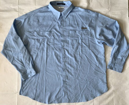 Mens Columbia PFG Tamiami 3X/3TF Long Sleeved Fishing Shirt Light Blue - $19.79