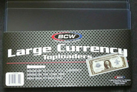 2 Loose BCW Large Dollar Bill Currency Toploaders Money Sleeve Protector - $2.30