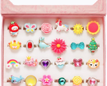 Little Girl Jewel Rings in Box, Adjustable, No Duplication, Girl Pretend... - $21.42