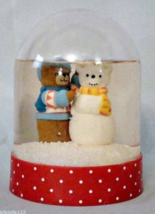 Lucy Rigg Enesco Snow Globe Teddy Bear Snowbear Vintage 1984 Plastic Snowdome - £14.00 GBP