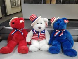 Ty Beanie BUDDIES Sam 3pc. Bear Set (Red, White and Blue, from the Ty Be... - £46.95 GBP