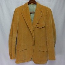 Vtg 70s Back Belted 42L Khaki Wide Wale Corduroy 2 Button Blazer Jacket Coat - £27.96 GBP