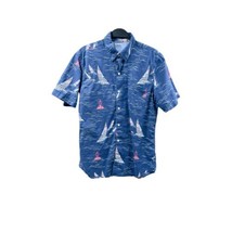 IZOD Saltwater Mens Shirt Medium Blue Relaxed Classics Sailboat Lighthouse VTG - $23.13