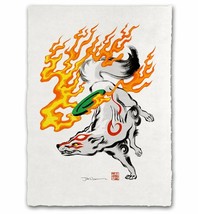 Okami Wolf Sun Goddess Amaterasu Japanese Edo Giclee Poster Print 12x17 Mondo - £59.87 GBP