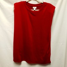 LuLaRoe Muscle Tshirt Career Kari 2022 Red Shoulder Pads Sleeveless NWT L - $13.55
