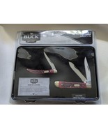 Set of 2 Buck 382 Trapper 385 Toothpick Combo Knife Collector Tin Red NEW - $48.47