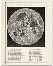 (Vintage Antique Map Of The Moon) Moon Map Surfaces Art Space Vintage Antique - - £23.57 GBP