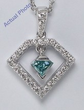 18k White Round &amp; Marquise Diamond Pendant (Blue &amp; White Diamonds VS Clarity) - $1,092.75