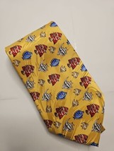 Keith Daniels Neck Tie Fish Lover Standard Classic 100% Silk Yellow Mult... - £9.64 GBP