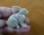 y-bun-43) white BUNNY RABBIT SOAPSTONE gem carving FIGURINE rabbits love... - $8.59