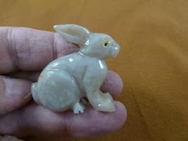 y-bun-43) white BUNNY RABBIT SOAPSTONE gem carving FIGURINE rabbits love... - £6.84 GBP