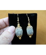 (DP3-613) REAL Late Pleistocene Stegodon gray stone bead gold dangle Ear... - $19.62