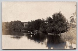 Horicon Wisconsin RPPC Man Rowing Boat on Lake 1907 Hanson Photo Postcard E24 - £15.69 GBP