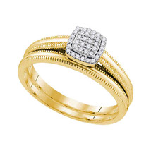 10k Yellow Gold Round Diamond Bridal Wedding Engagement Ring Band Set 1/... - $4,819.94 MXN