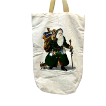 Vintage Handmade Painted Christmas Old World Santa Canvas Tote Bag 19 x 13.75&quot; - £14.78 GBP