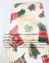 Christmas Dish Drying Mat Stockings And Tree Cookies Microfiber Reversible NOS - £7.90 GBP