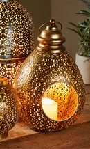 Indian Fair Trade Grey Gold Lantern 19 x 19 x 29 cm - £36.91 GBP