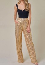 Wisteria Lane sequins wide leg pant in Gold - $48.00