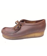 Clarks Womens Wallabees Brown Leather Lace-Up Shoes, Size 6.5 M Crepe Soles - £23.62 GBP