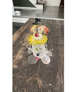 Vintage 3.5&quot; spun glass clown figurine with red top hat/gloves handmade ... - €5,24 EUR
