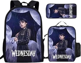 WEDNESDAY 3-Piece Unisex Teen Backpack, Travel Bag / Lunch Box and Pencil Case - £14.10 GBP