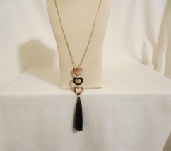 INC 30&quot; Gold-Tone Resin Heart &amp; Tassel Pendant Necklace F578 $34 - £12.78 GBP