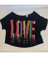 Modern Lux Rainbow Love T Shirt Women&#39;s Size Medium Black Oversized Crop... - £12.28 GBP