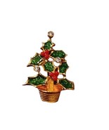 Vtg Avon Holly Berry Leaves Christmas Tree Pin Brooch Star Red Faceted P... - £7.43 GBP