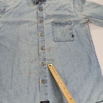 Dickies Genuine GL300SNB Men's Blue Distressed Denim Button-Down Shirt Size L image 3