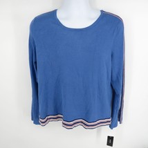 Alfani Retro Stripe Long Sleeve Scoop Neck Sweater Cobalt Size XL NWT $6... - $21.78