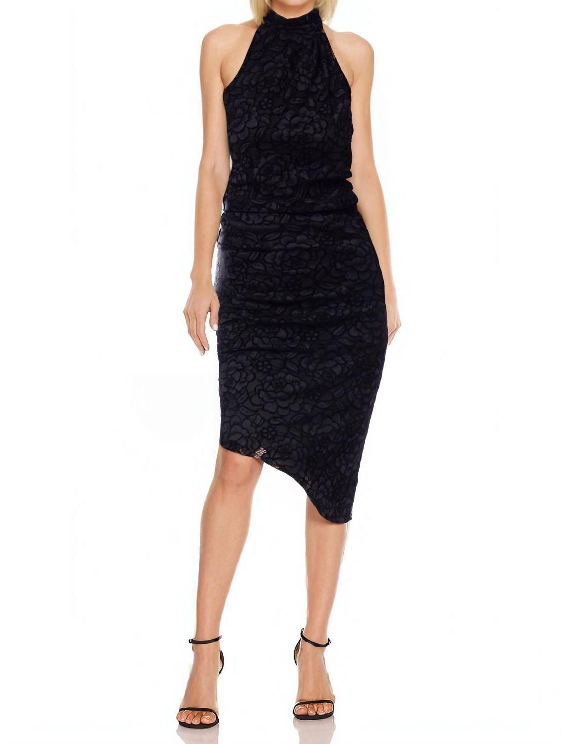 Badgley Mischka Charlotte Racerback Lace Bodycon Dress Black - $108.00