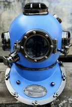 Antique BLUE Full size Divers Diving Helmet Scuba US Navy Mark V Christmas gift - £151.60 GBP