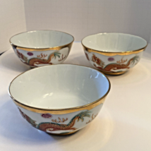 Vintage 3 Chinese Dragon Phoenix Happiness Rice/Soup Bowls 1980&#39;s - £22.01 GBP