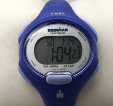 Timex Ironman Triathlon Digital Watch Women Blue Oval 100M 10 Lap New Battery z8 - £19.56 GBP