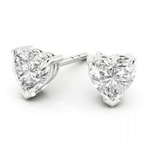 0.50CT Heart Cut Moissanite Solitaire Stud Earrings 14K White Gold Plated Silver - £44.83 GBP