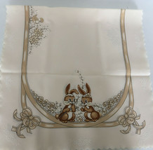 Vintage table runner scarf scarve neutral color cute little bunnies pattern - $24.75