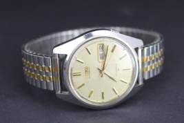 Vintage Seiko Automatic 17 Jewel watch 7009-827LR linen face WORKS &amp; NICE! - £117.33 GBP