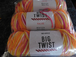 Big Twist Value lot of 3 Warm Brights  Dye Lot 459632 - £12.52 GBP