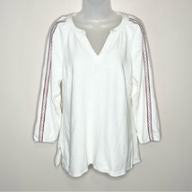 NWT Soft Surroundings Ecru Mirage Loose Pullover Embroidered Top Size XS - £29.60 GBP