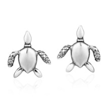 Longevity Marine Sea Turtles .925 Sterling Silver Stud Earrings - £9.79 GBP
