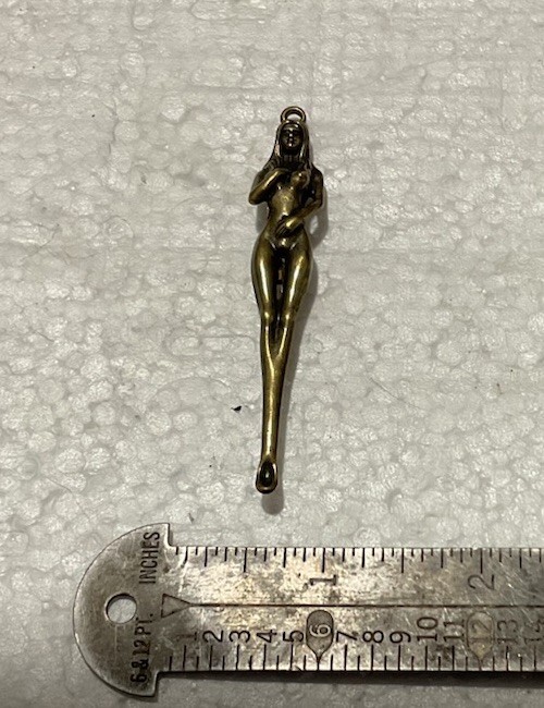 Nude Figural Woman Design Mini spoon Pendant 3” Bronze Heavy Detailed Piece Item image 8
