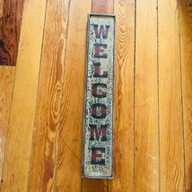 Jones Old Rustic Sign Co. Signed Brick Red &amp; Black Painted Wood WELCOME ... - £15.48 GBP