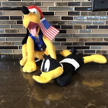 Disney Store Patriotic Uncle Sam Pluto Beanie Plush Toy 4th Of July &amp; Daffy Duck - £6.72 GBP