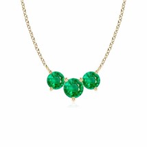 ANGARA Classic Trio Emerald Necklace for Women in 14K Solid Gold | 18&quot; Chain - £1,159.74 GBP