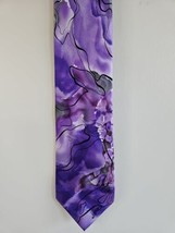 Jerry Garcia Purple Swirl Pattern Neck Tie, Thistle Ghost Watercolor, 100% Silk - £11.20 GBP