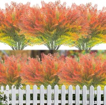 10 Bundles Artificial Fall Plants Fake Boston Fern Uv Resistant, Fall Red - $39.99