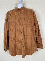 Columbia Men Size L Orange Check Button Up Shirt Long Sleeve Pocket - £5.34 GBP